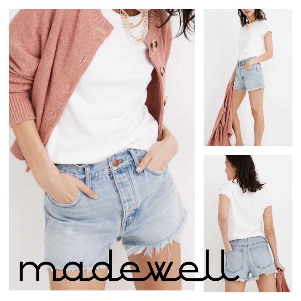 MADEWELL Relaxed Denim Shorts in Cedarcroft Wash